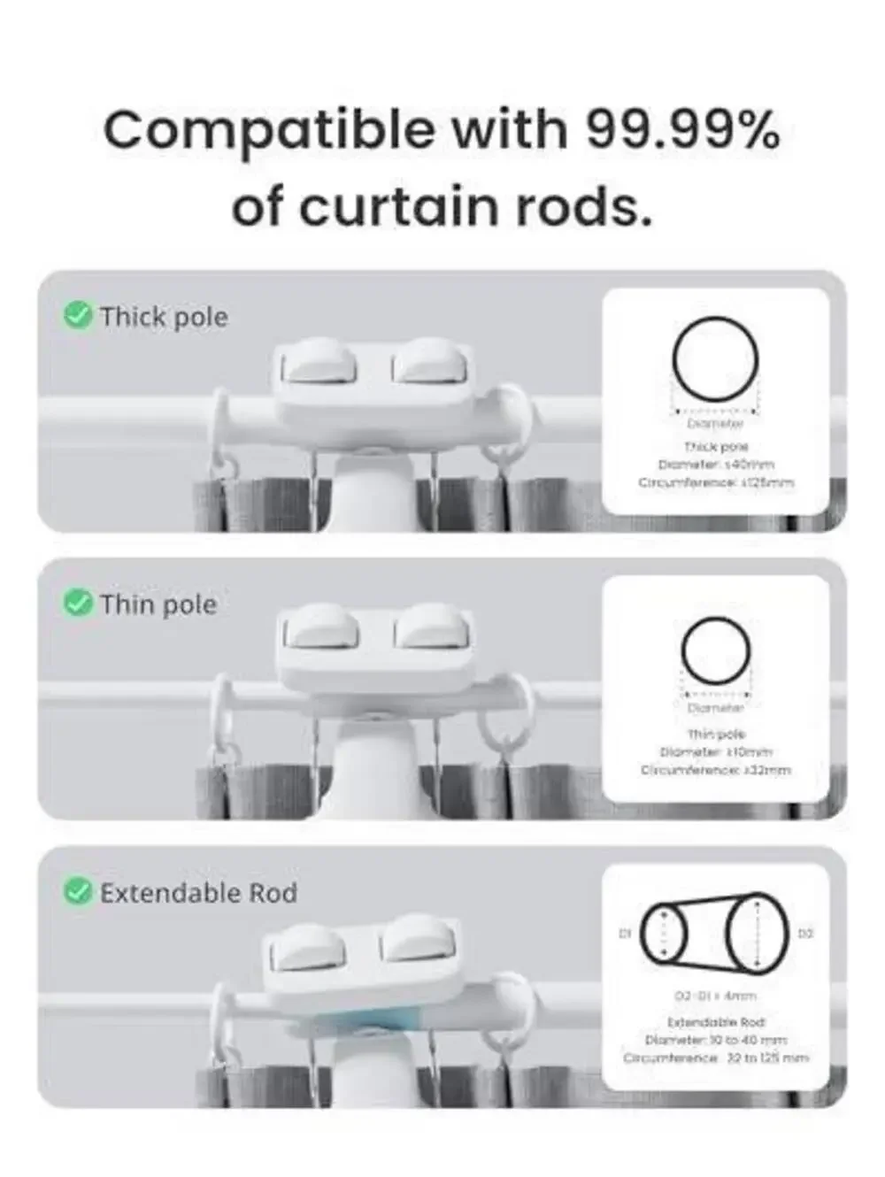 SwitchBot Automatic Curtain Opener Rod with Bluetooth, WiFi & App Control